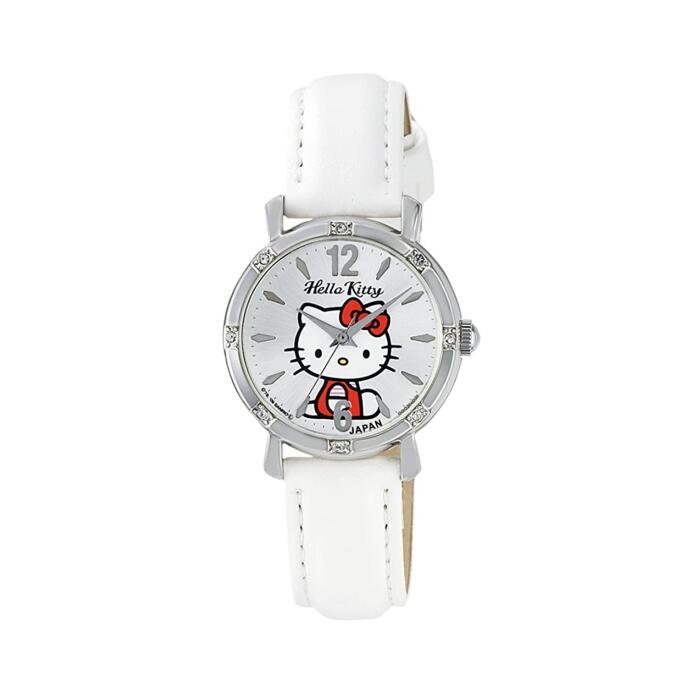 【送料無料】CITIZEN 0003N002 Hello Kitty [MADE IN JAPAN モデル] Q＆Q ハローキティ 腕時計 日本製 電池式クオーツ アナログ時計 革ベルト サンリオ キャラクター キティウォッチ ホワイト 可愛い レディース キッズ 子供 女の子 誕生日 プレゼント ギフト シチズン