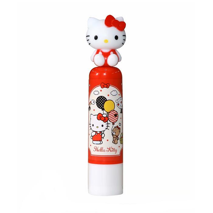 UWNのピエラス ハローキティおすわりリップクリーム りんごの香り HELLO KITTY サンリオ ハローキティ リップ くちびる 唇ケア 保湿 荒れ対策 スキンケア シアバター アルガンオイル お座り ダイカット 可愛い サンリオキャラクター お土産 プレゼント｜アングル2