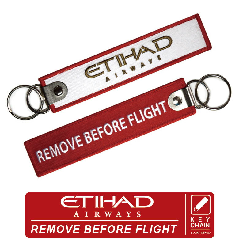 Kool Krew クールクルー キーチェーン エティハド航空　Etihad Airways Ver.redREMOVE BEFORE FLIGHTEY ETDAIRBUS BOEING エアバス ボーイング エアライン メーカー フライトタグ Flight tag キーホルダー keychain航空グッズ goods送料無料のサムネイル