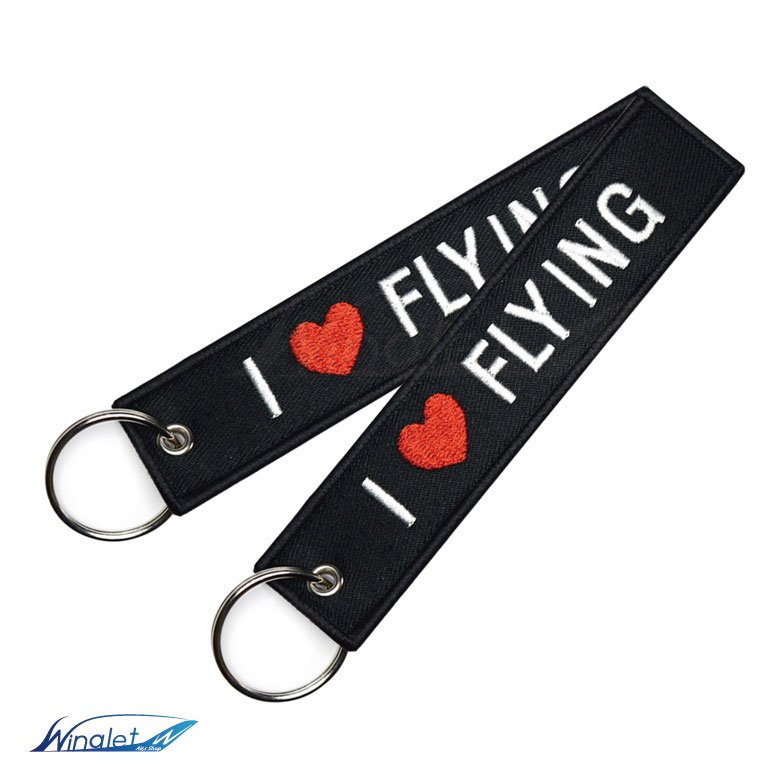 I LOVE FLYING アイラブ フライング タグ キーホルダー （1枚） カラー ブラック フライトタグ キーチェーン Flight tag keychain keyholder black 飛行機 航空 飛行機グッズ 航空ファン アクセサリー グッズ アイテム 雑貨 ハート hart goods item 送料無料の商品画像 2