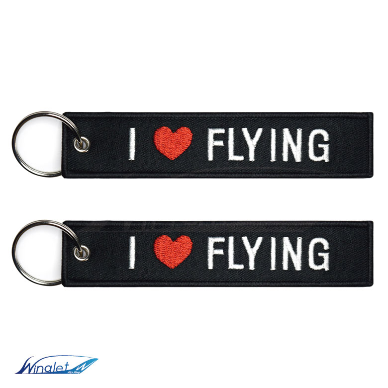 I LOVE FLYING アイラブ フライング タグ キーホルダー （1枚） カラー ブラック フライトタグ キーチェーン Flight tag keychain keyholder black 飛行機 航空 飛行機グッズ 航空ファン アクセサリー グッズ アイテム 雑貨 ハート hart goods item 送料無料の商品画像 3