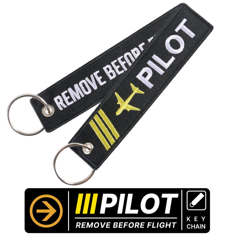 PILOT パイロット REMOVE BEFORE FLIGHT フライトタグ カラー ブラック 刺繍 タグ キーチェーン キーホルダー RBF Flight tag keychain Black 機長 副機長 操縦士 コウパイ 飛行機 航空 ひこうき グッズ goods アイテム ITEM おしゃれ 雑貨 送料無料