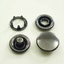 【カネエム製】 アメリカンホック 金属スナップボタン キャップ4パーツセット 12mm ブラックニッケル 【30set】