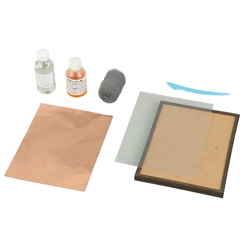 ウッドフレーム付彫金素材200×150MM