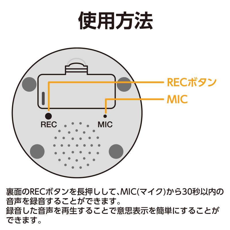 伝言メモ RECプッシュ エメラルドグリーン 簡単録音再生 3