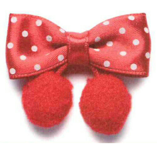 『ボンボン水玉 帯付き蝶タイリボン モチーフ 大 40mm幅』 10個入り 【8色展開】