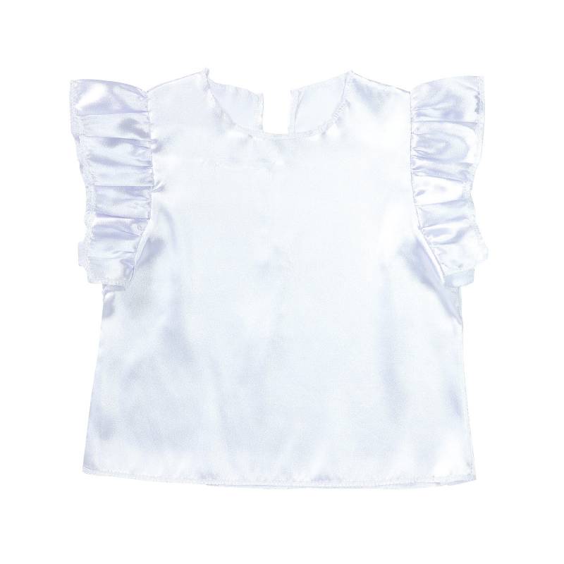 ソフトサテン フリフリシャツ 白 J