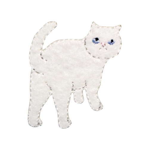 気ままなポーズの 猫ワッペン　ホワイト