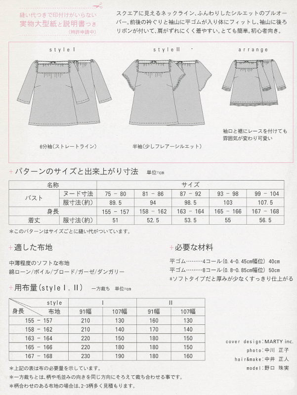 型紙/パターン『スクエアネックブラウス』