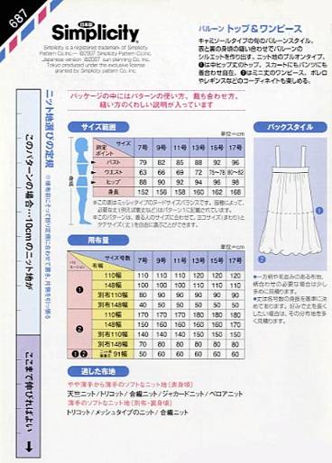 型紙/パターン『バルーントップ&ワンピース（ニット地専用）』