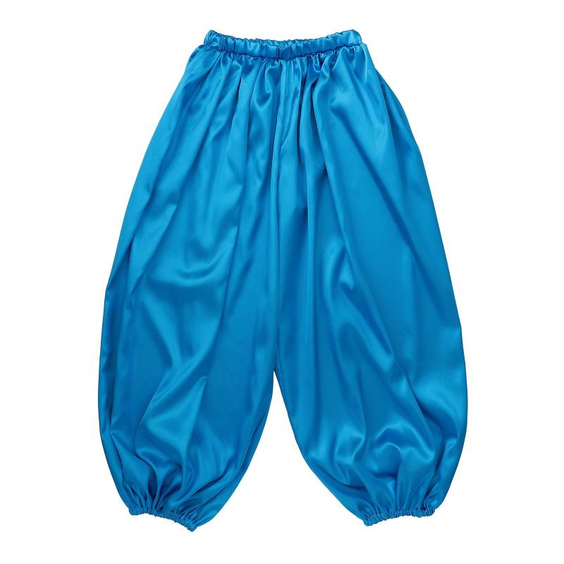 ソフトサテン サルエルパンツ 青 M