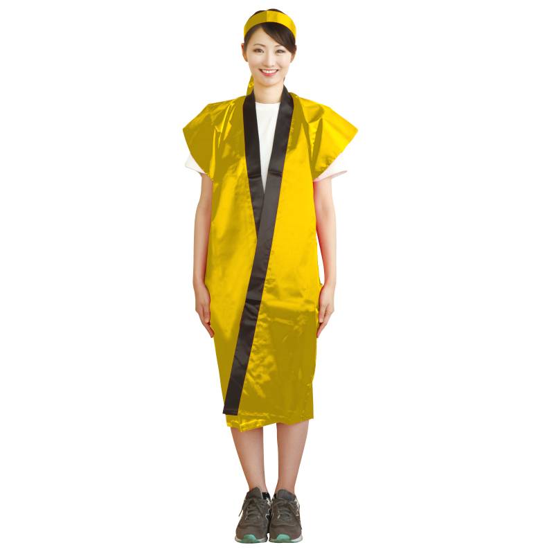 ソフトサテンロングハッピ(ハチマキ付) 金 L