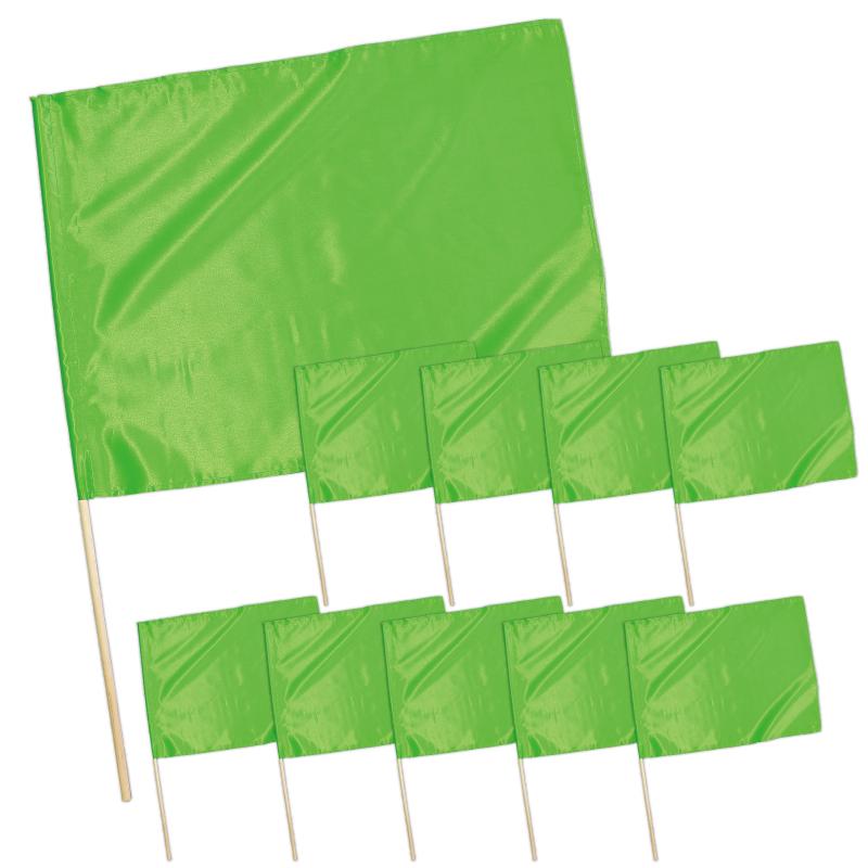 乐天商城 - サテン大旗 φ12mm 蛍光グリーン 10本組