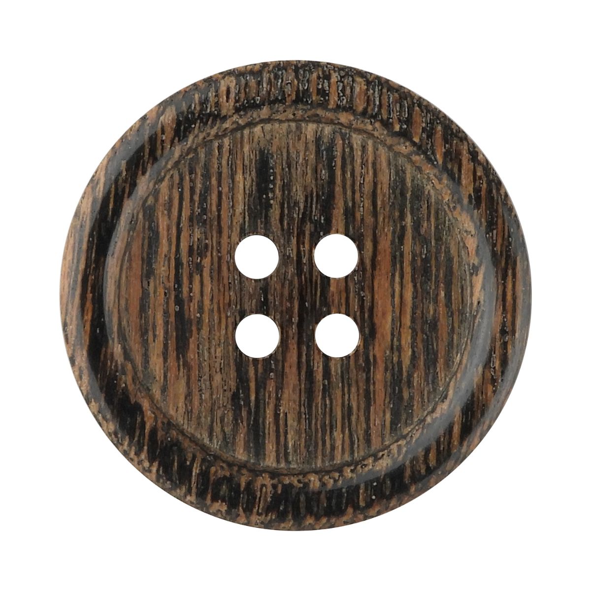 ウッドボタン 合板 4つ穴 25mm こげ茶 【2個入り】