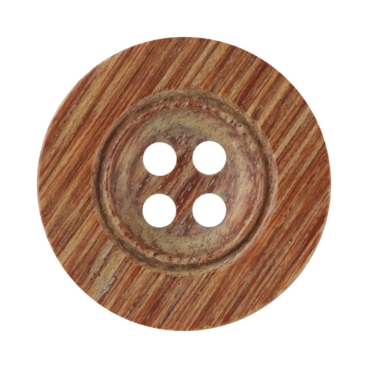 Button - ウッドボタン 合板 ライン 4つ穴 20mm 茶 【4個入り】