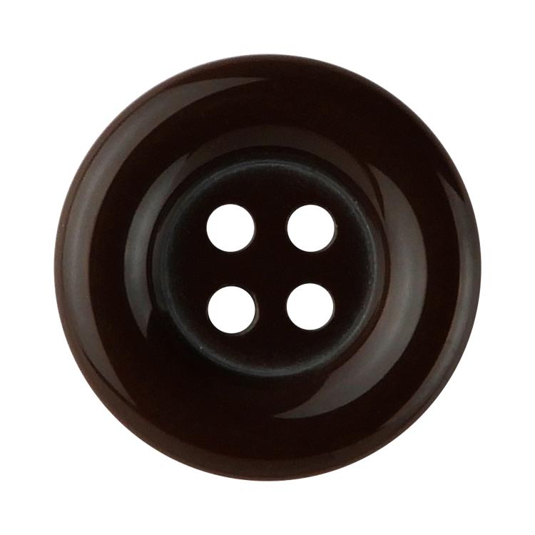 カラーボタン ラウンド 4つ穴 15mm 茶 【5個入り】