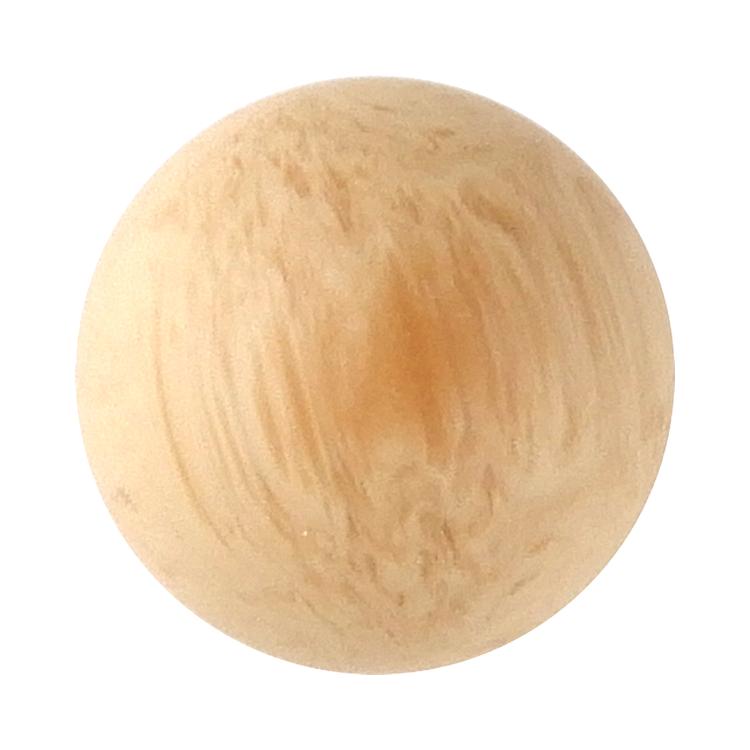 按钮 - ウッド調ボタン 鈴丸型 裏穴 10mm 白木 【5個入り】