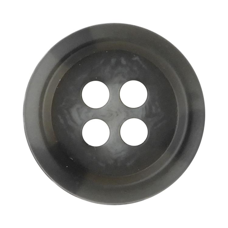 水牛調ボタン 4つ穴 15mm グレー 【5個入り】