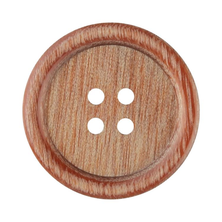ウッドボタン 合板 4つ穴 25mm 茶 【2個入り】