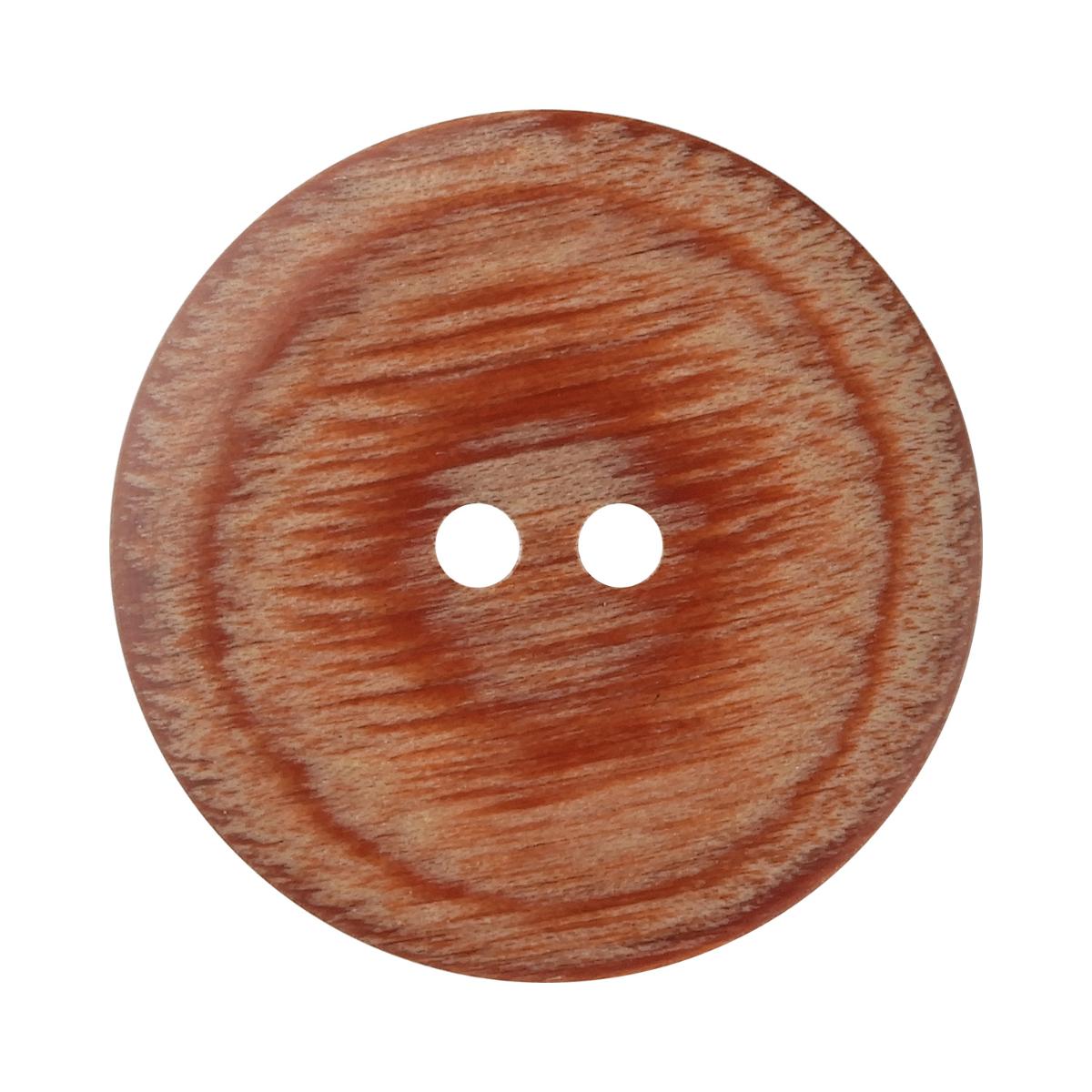 Button - ウッドボタン 合板 レンズ型 2つ穴 30mm 茶 【2個入り】
