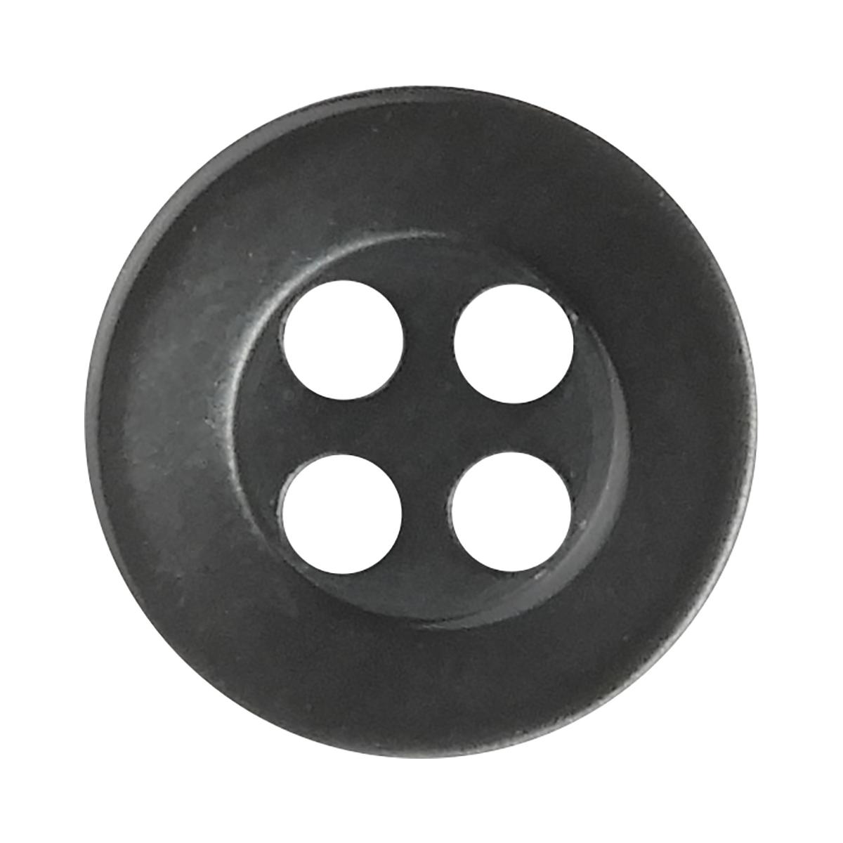 貝調シャツボタン 太縁 4つ穴 10mm 黒 【8個入り】