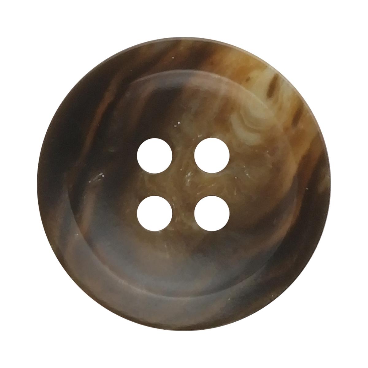 植物由来のエコ素材 水牛調ボタン 4つ穴 15mm 茶 【5個入り】