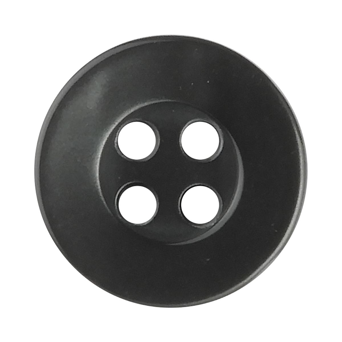 貝調シャツボタン 太縁 4つ穴 13mm 黒 【6個入り】
