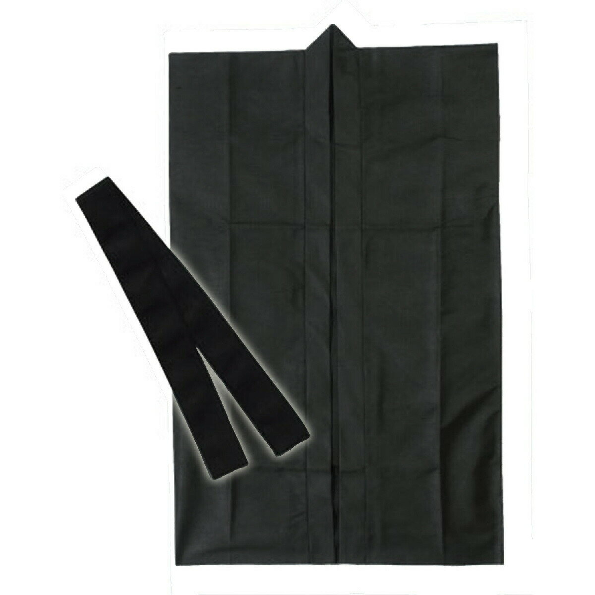 ロングハッピ不織布 黒 J(はちまき/ハチマキ付)