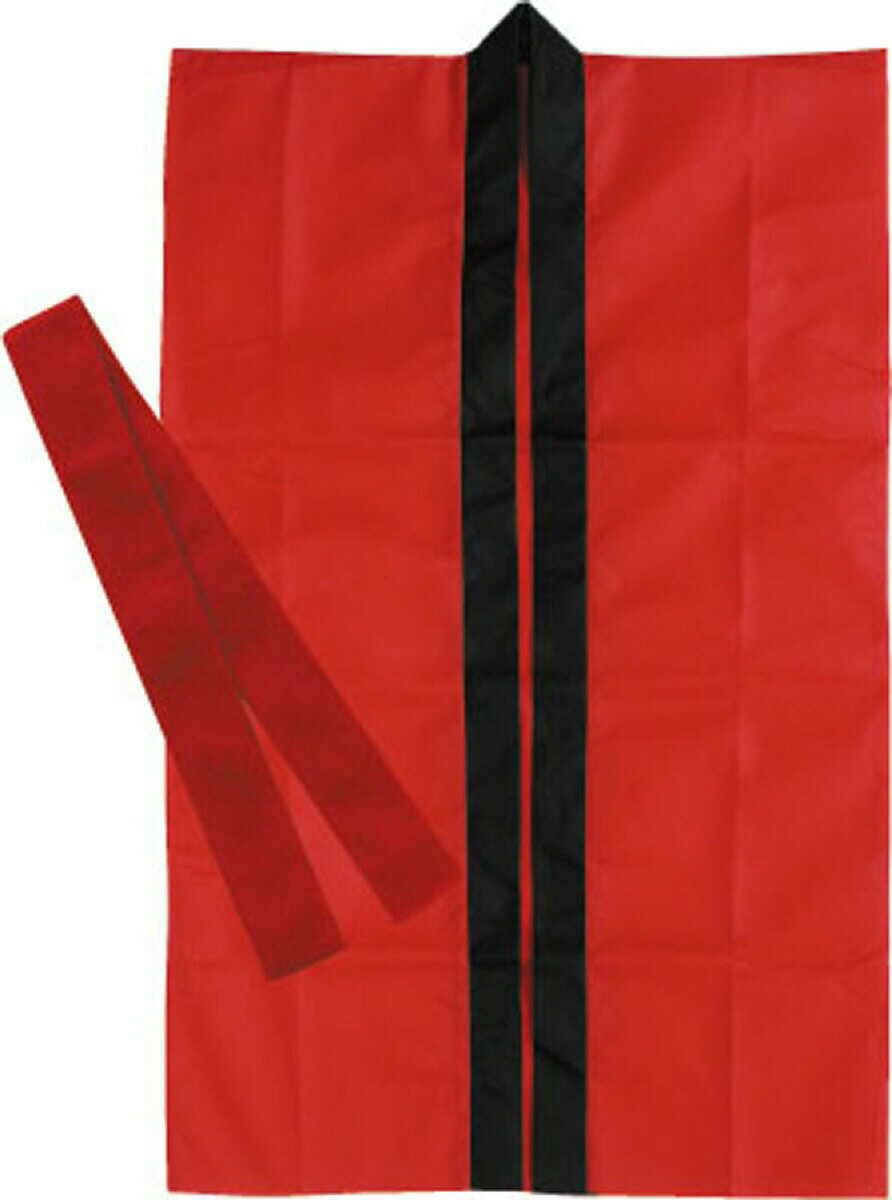 ロングハッピ不織布 赤 S(はちまき/ハチマキ付)