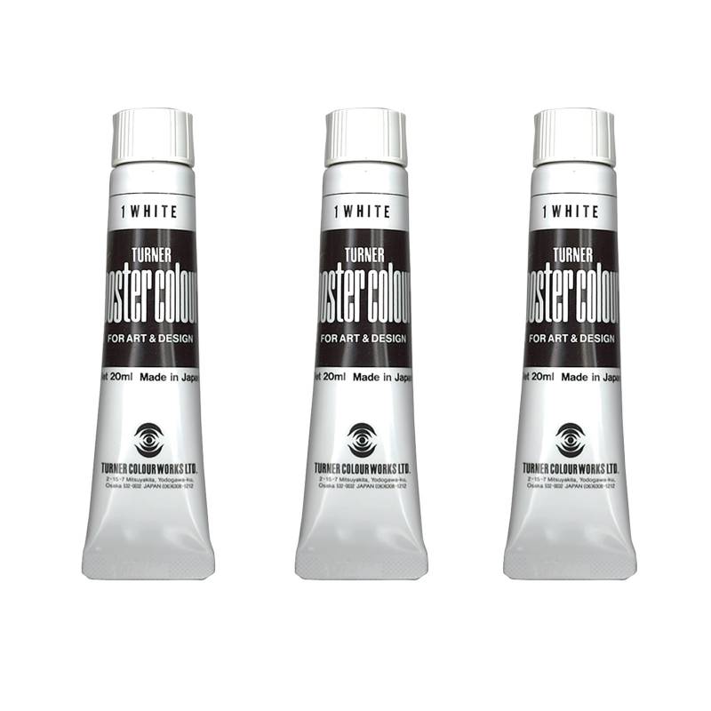 乐天商城 - ターナー ポスターカラー 20ml 1 ホワイト 3個