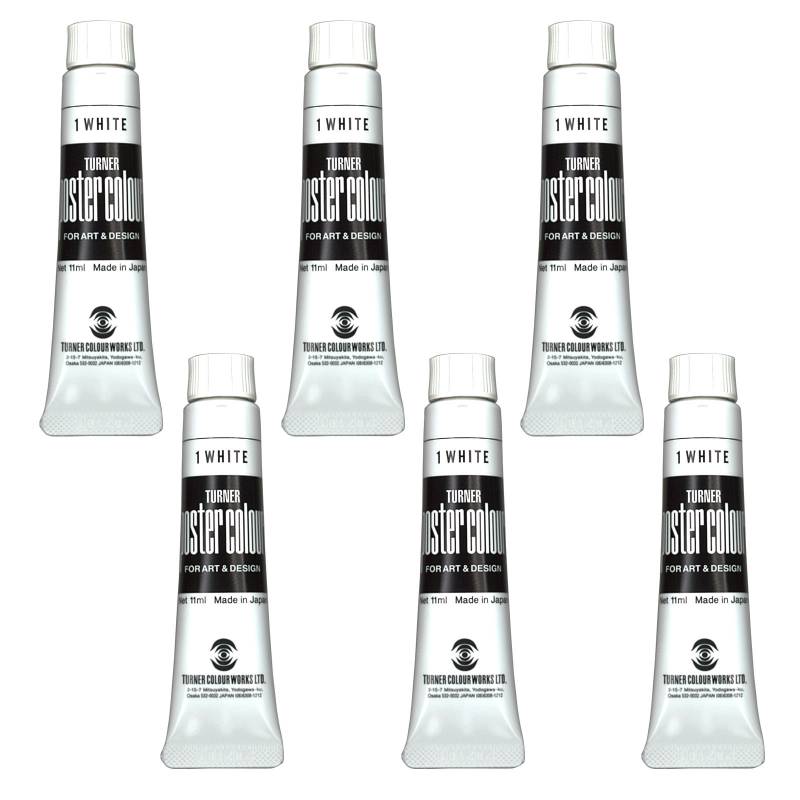 乐天商城 - ターナー ポスターカラー 11ml 1 ホワイト 6個