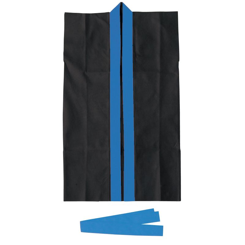 ロングハッピ不織布 S(はちまき/ハチマキ付)黒(青襟)