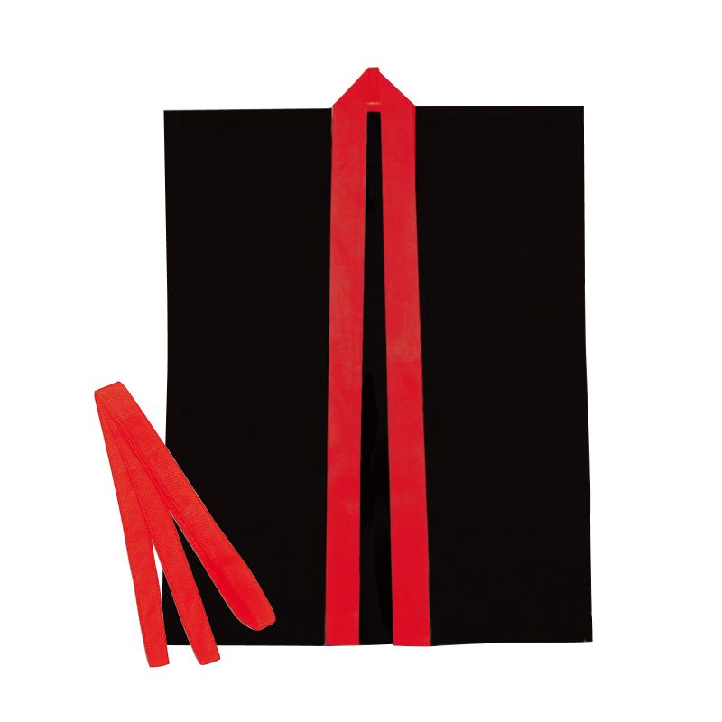 カラー不織布ハッピ子供用袖無S黒(赤襟)