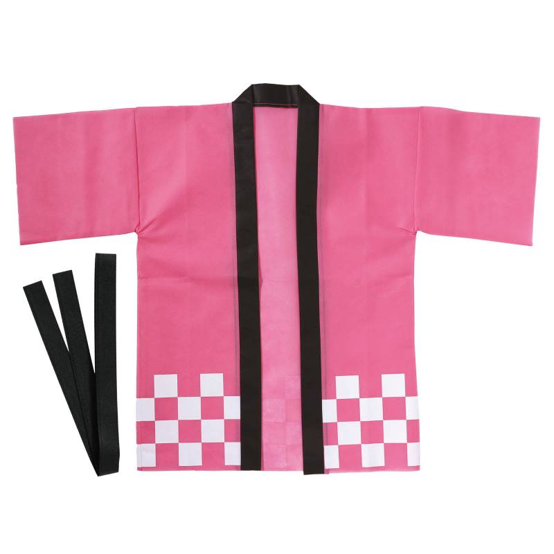 祭禮用品（女童） - カラー不織布ハッピ 市松柄 桃 J