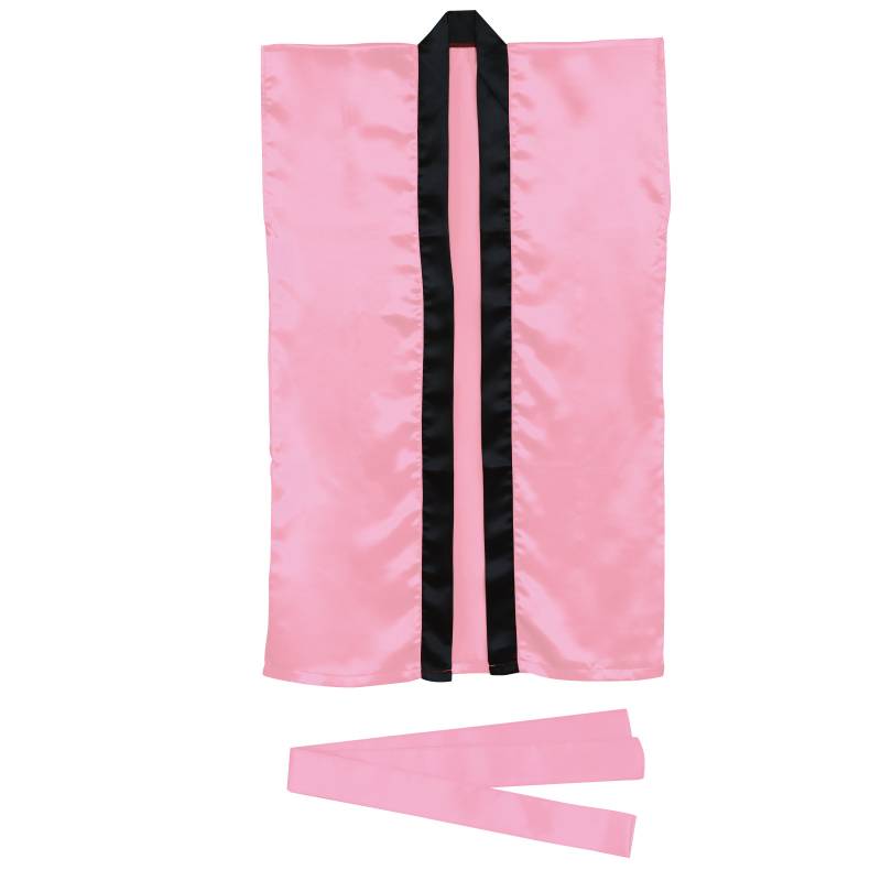 ソフトサテン ロングハッピ 桃 S (ハチマキ付)