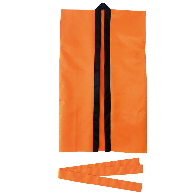 乐天商城 - ソフトサテン ロングハッピ 橙 S (ハチマキ付)