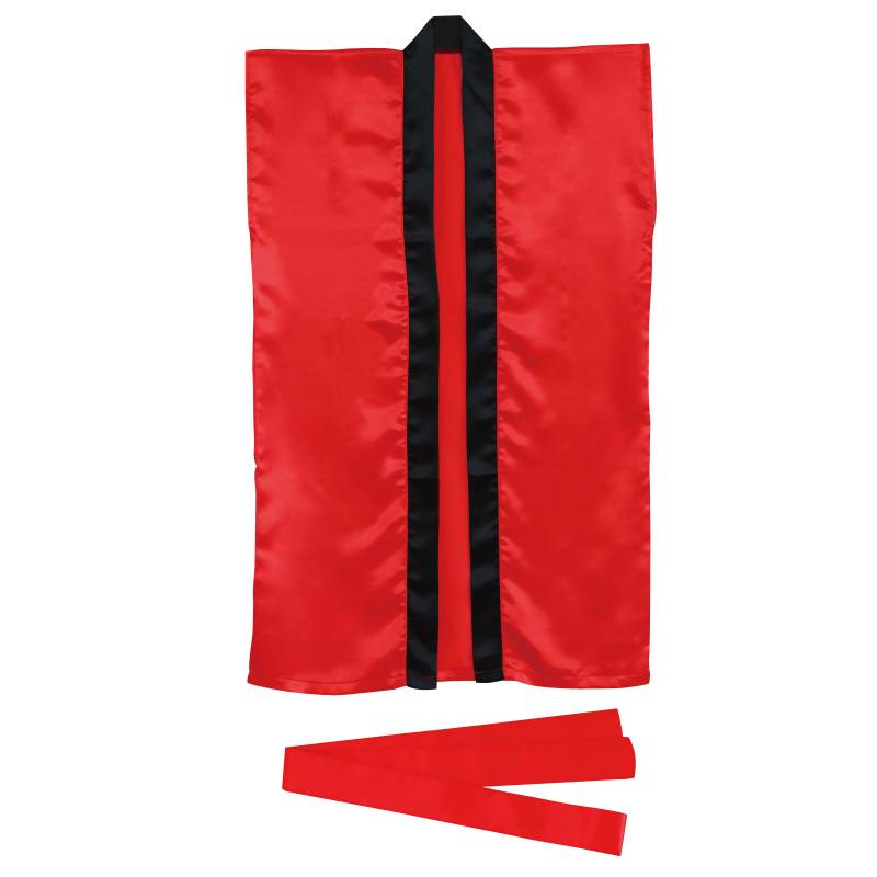 ソフトサテン ロングハッピ 赤 M (ハチマキ付)