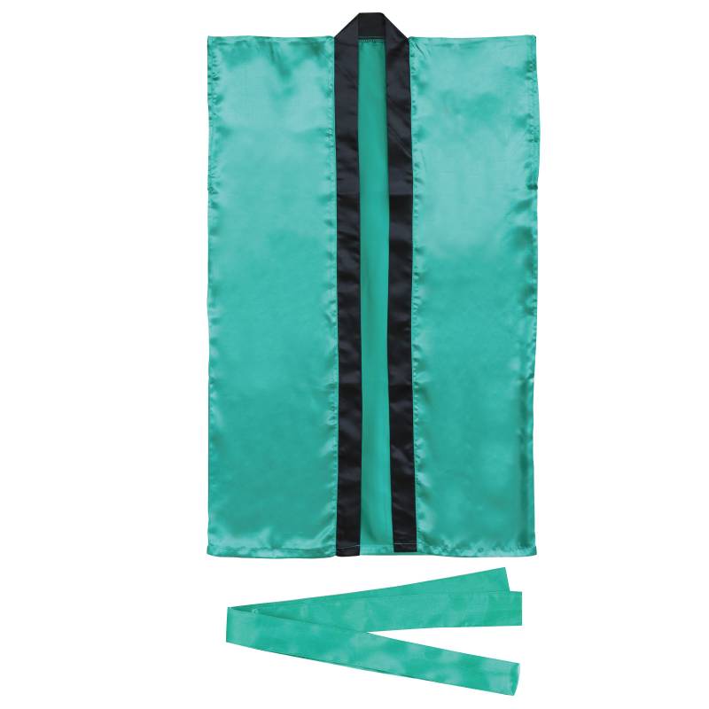 ソフトサテン ロングハッピ 緑 M (ハチマキ付)