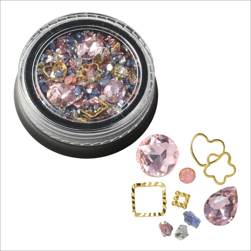 ラインストーン ミックスパーツ ブルーピンク