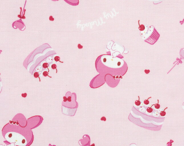乐天商城 - 国産 オックス サンリオ マイメロディ ケーキ柄 ピンク 109cm巾×10cm単位 生地 布 キッズ 入園 入学