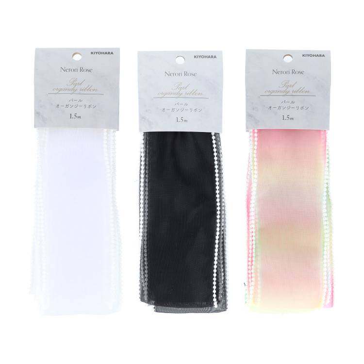 パールオーガンジーリボン 6mm巾×1.5M 3色展開