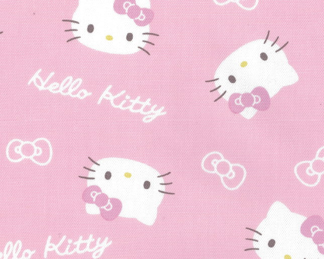 乐天商城 - 国産 オックス サンリオ ハローキティ フェイス柄 ピンク 109cm巾×10cm単位 生地 布 キッズ 入園 入学