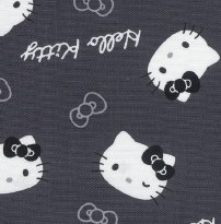 乐天商城 - 国産 オックス サンリオ ハローキティ フェイス柄 ブラック 109cm巾×10cm単位 生地 布 キッズ 入園 入学