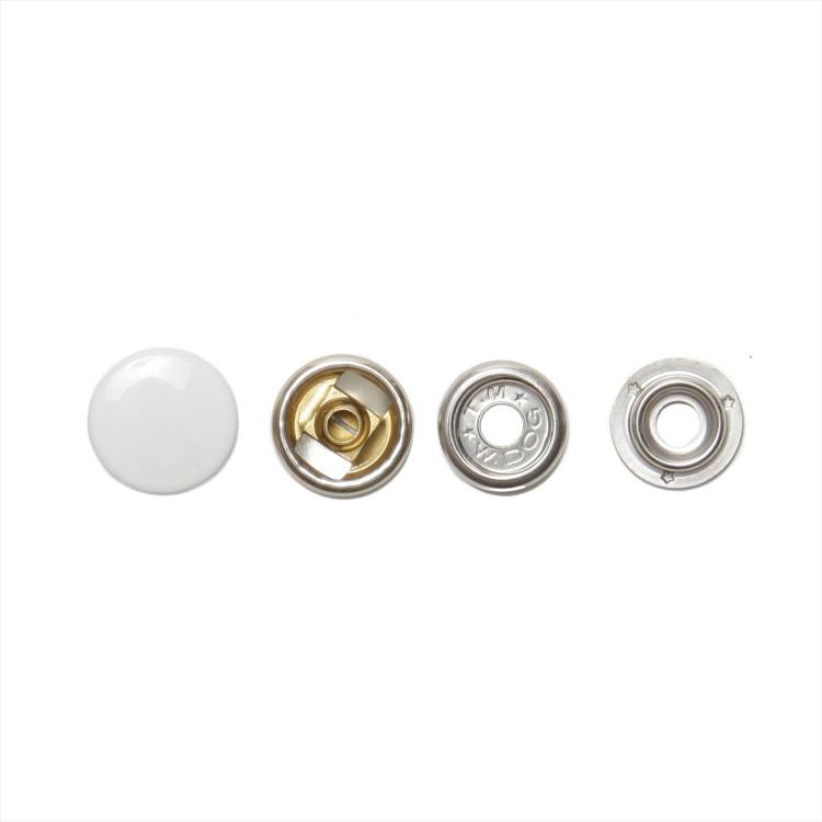 着脱強め ドットボタン 15mm ホワイト 打ち具付き カネエム