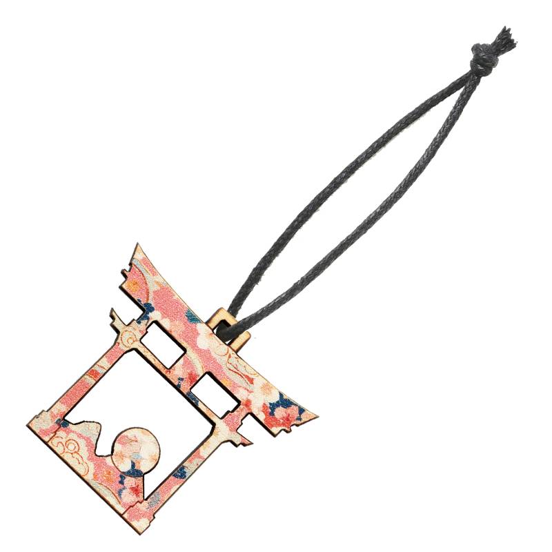 木製シルエットキーホルダー 和柄 春の鳥居