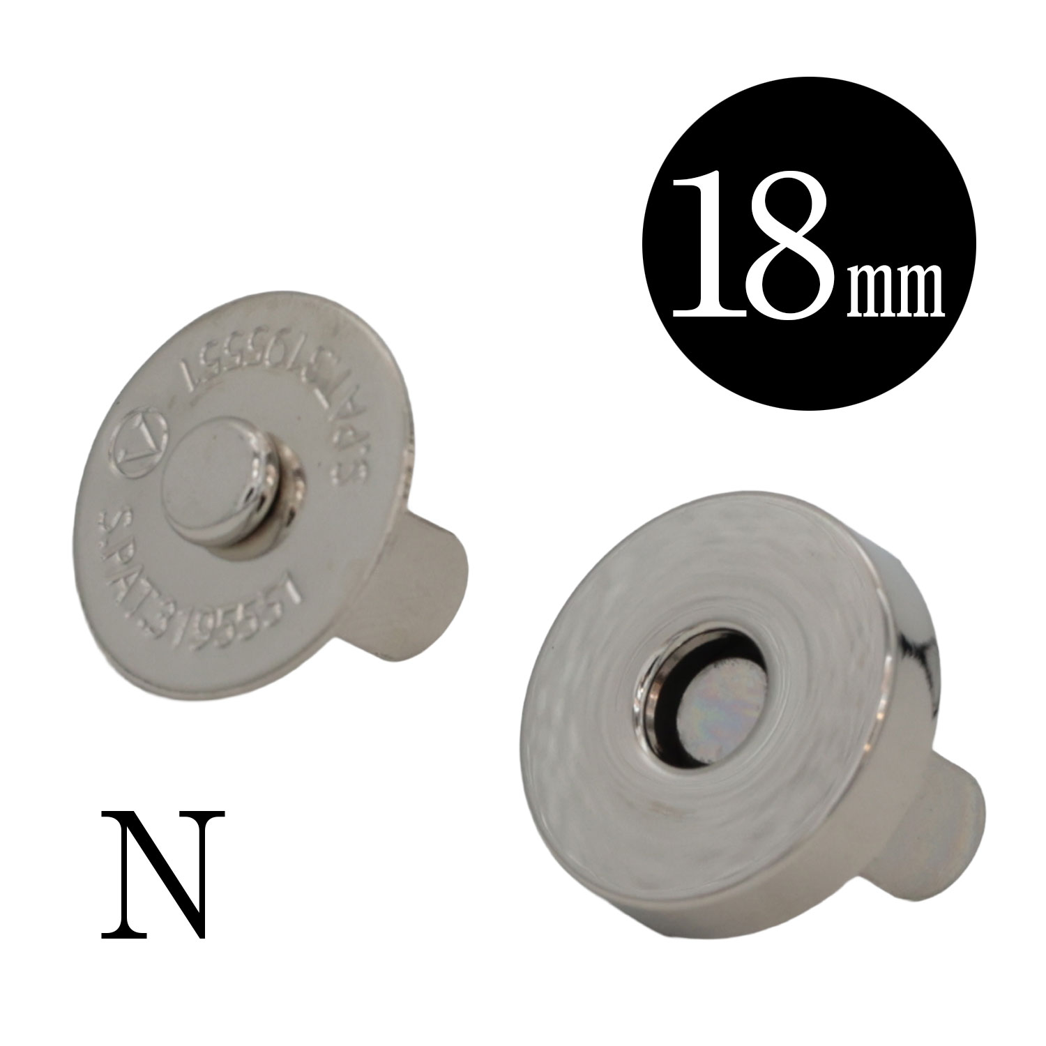 マグネットホック 丸型 18mm シルバー