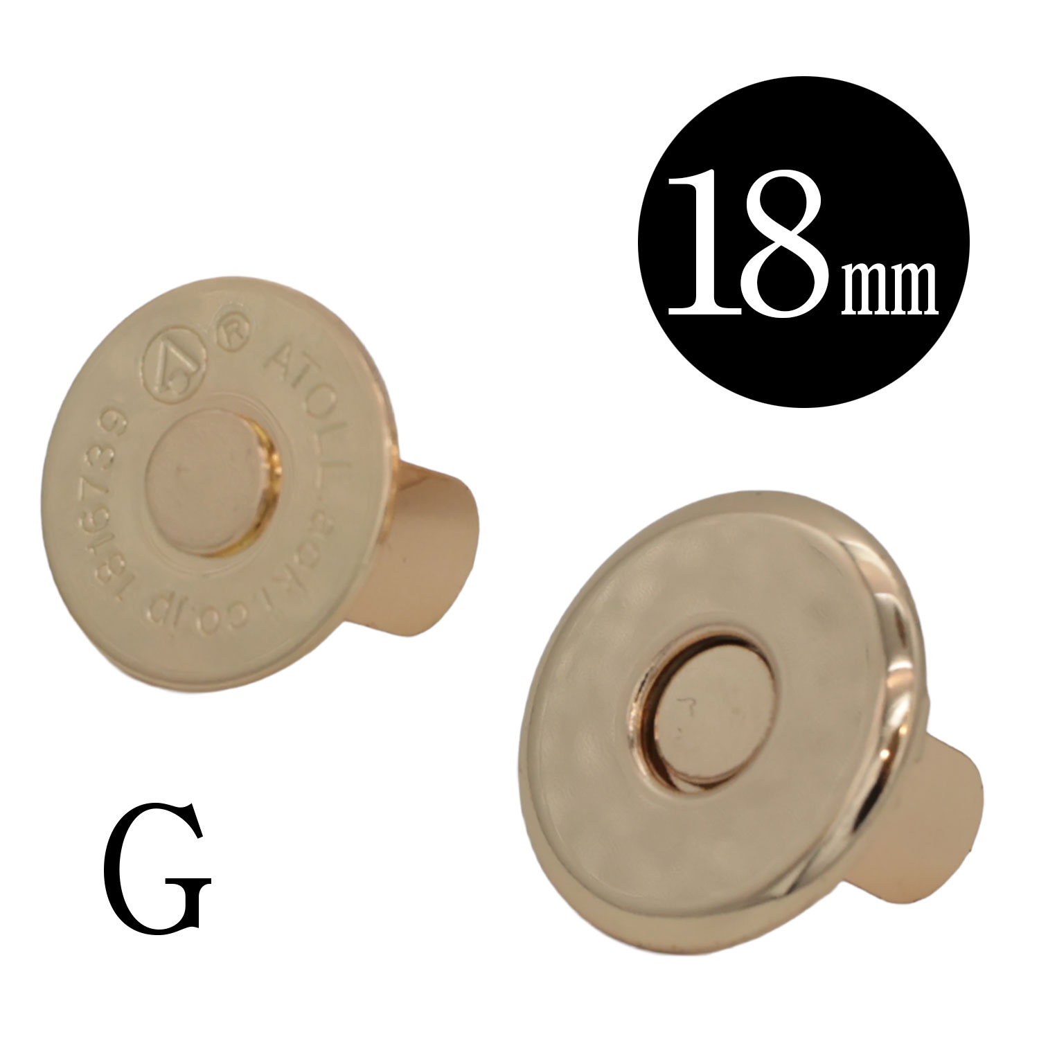 マグネットホック 薄型 18mm ゴールド