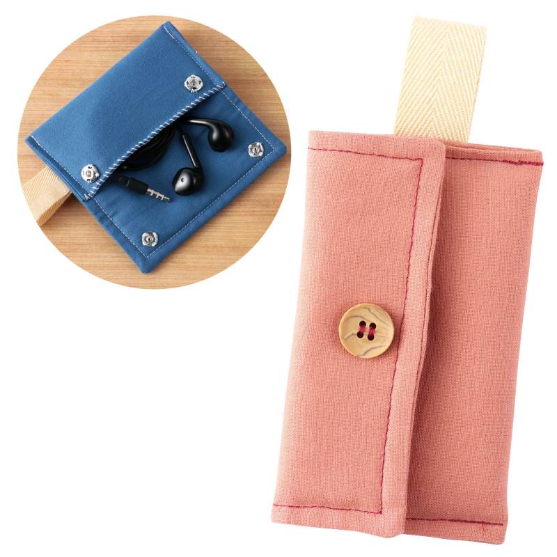 乐天商城 - 基礎縫いイヤホンケース ピンクベージュ