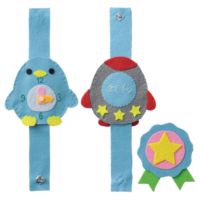 フェルトでつくるネームバンド スカイブルー×グレー