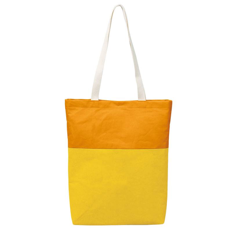 基礎縫いデイリートートバッグ黄×オレンジ